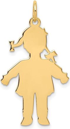 Diamond2Deal 14k Yellow Gold Plain Polished Large Girl Charm Pendant