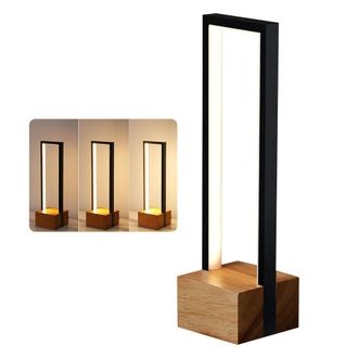 OEM L&aacute;mpara De Mesilla De Noche Cuadrada Moderna De Madera Maciza, Regulable, Con Base De Madera Y Estructura De Aleaci&oacute;n De Aluminio, 10 X 10 X 35 Cm
