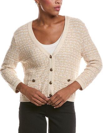 Autumn Cashmere Cropped Texture Stitch V-Neck Jacket