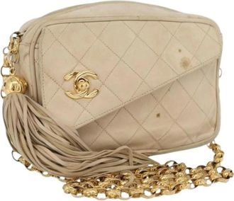 Chanel Pre-owned Cross Body Bags, female, Beige, Size: ONE SIZE Pre-owned Vintage Shoulder Bag