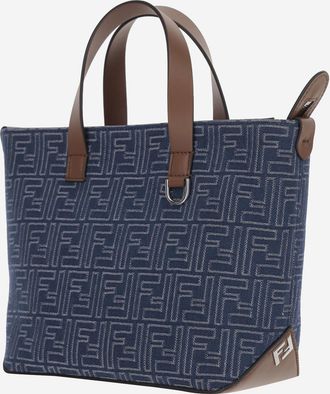 Fendi Mens Ff Pattern Hand Bag Cotton Handbags