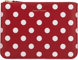 Comme Des Gar&ccedil;ons Polka Dot Leren Pouch Tas - Dames - Clutches - Rood - ONE Size - Leer - Tassen