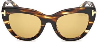 Tom Ford Icon 52mm Cat Eye Sunglasses in Coloured Havana/brown at Nordstrom