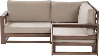 Beliani Garden Corner Sofa 2 Seater TIMOR Modular Certified Acacia Wood Dark Brown