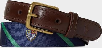 Polo Ralph Lauren Leather-Trimmed Silk Jacquard Belt