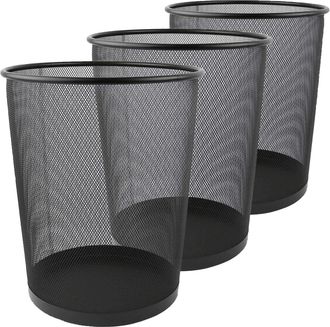 OEM Cubo De Basura Redondo De Metal Negro Con Abertura Visible Para El Reciclaje, Adecuado Para La Oficina, El Ba&ntilde;o O La Cocina