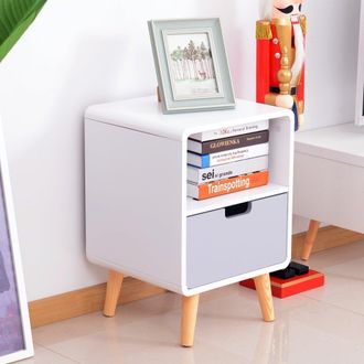 HOMCOM Bedside Table - 40Lx38Wx58H cm - Home Living | TJ Hughes White