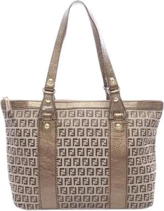 Fendi Pre-owned Zucca Canvas Tote Bag - Dames - Vintage Shopper - Bruin - ONE Size - Leer - Vintage