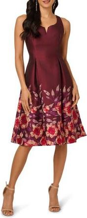 Adrianna Papell Pleated Jacquard Cocktail Dress in Plum Multi at Nordstrom Rack, Size 8