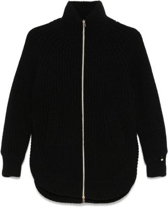 Herno Cardigan van Infinity Wool en Ultralight Nylon - Dames - Vesten - Zwart - L - Nylon - Truien & Vesten