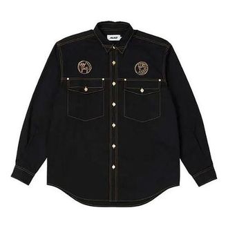 Palace Funny Logo Stand Collar Long Sleeves Shirt Unisex Black P20SHT005