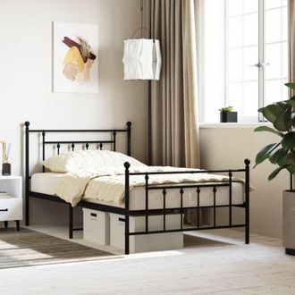 vidaXL Vidaxl - Estructura Cama Sin Colch&oacute;n Con Estribo Metal Negro 107x203 Cm