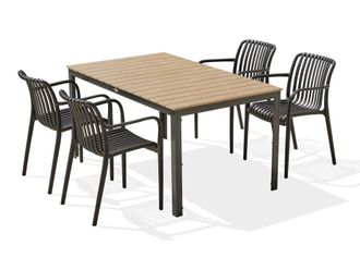 DCB Garden Conjunto de comedor de jard&iacute;n 4 plazas de aluminio