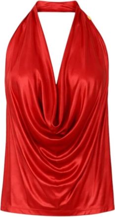 Elisabetta Franchi Blouses, female, Red, Size: XL Top in shiny viscose jersey fabric