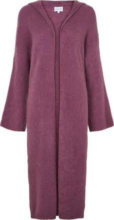 Americandreams June Lange Alpaca Cardigan met Capuchon - Dames - Lange truien - Paars - ONE Size - Wol - Truien & Vesten