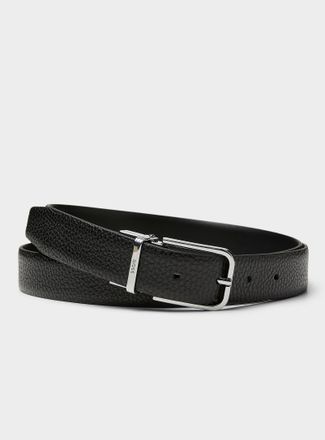 BOSS Mens Black pebbled leather belt