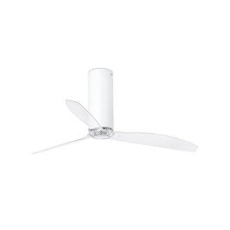 Faro Barcelona Ventilador sin luz blanco mate acero + cristal