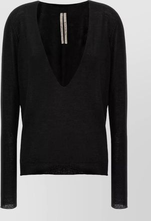 Rick Owens wool deep v-neck long-sleeve jumper