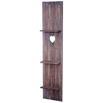 Hhg Estanter&iacute;a De Pared Hhg-941, Panel De Pared Estante De Madera, 3 Niveles 150x33x13cm Madera Maciza Vintage, Shabby Marr&oacute;n