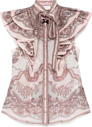 Zimmermann Blusa con ruches - Rosa