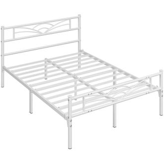 Yaheetech Yaheetech Struttura Letto in Ferro con Spazio Aggiuntivo per Camera da Letto Ospiti Soggiorno Matrimoniale 140 x 200 cm Bianco