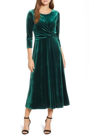 Chaus Velvet Midi Dress in Hunter at Nordstrom, Size X-Large