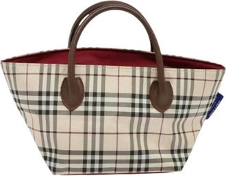 Burberry Pre-owned Tote Bags, female, Beige, Size: ONE SIZE Pre-owned Nova check blue label