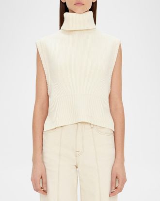 SIMKHAI Maple Wool & Cashmere Sleeveless Turtleneck Top