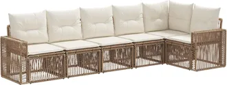 vidaXL Conjunto De Sof&aacute;s De Jard&iacute;n 6 Uds. Beige Y Blanco Crema Vidaxl