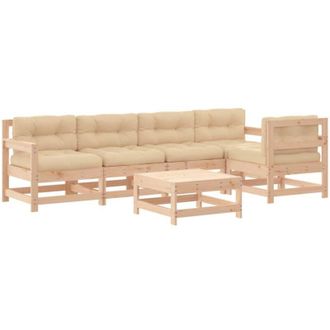 vidaXL Juego De Muebles De Jard&iacute;n 6 Piezas Y Cojines Madera Maciza Vidaxl