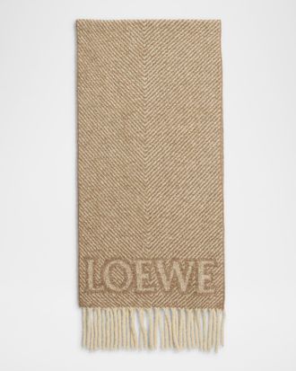 Loewe Logo Fringe Wool-Blend Scarf