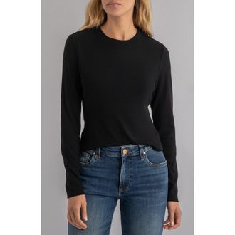 Kut from the Kloth Noelie Rib Top in Black at Nordstrom, Size X-Large