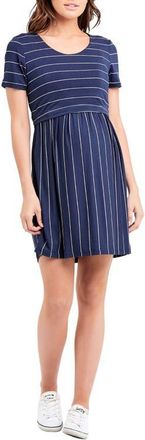 Ripe Crop Top Nursing Dress in Indigo/white at Nordstrom, Size X-Large