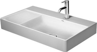 Duravit Lavabo Duravit Durasquare, Lavabo Para Muebles Asim&eacute;trico 80x47cm, 2 Agujeros Para Grifos, Sin Rebosadero, Con Banco Para Grifos, Lavabo A La Derecha,
