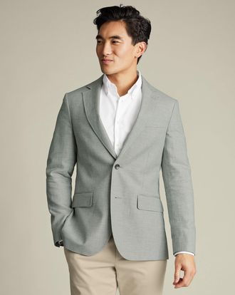 CHARLES TYRWHITT Linen Cotton Jacket - Sage Green Size 36R by Charles Tyrwhitt