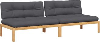 vidaXL Sof&aacute;s Centrales De Palets Jard&iacute;n Y Cojines 2 Uds Madera Acacia Vidaxl
