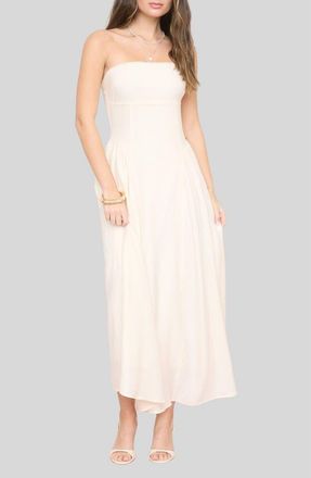 Blu Pepper Strapless Fit & Flare Midi Dress in Natural at Nordstrom Rack, Size Medium