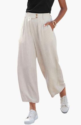 Lascana Womens Wide Leg Linen Pants in Sand at Nordstrom, Size 2 26
