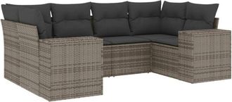 vidaXL Vidaxl - Set De Muebles De Jard&iacute;n 6 Pzas Y Cojines Rat&aacute;n Sint&eacute;tico Gris