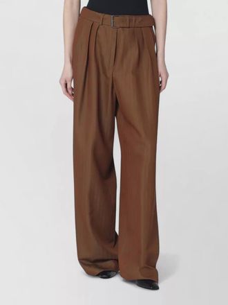 Dries Van Noten wide leg wool blend tailored trousers