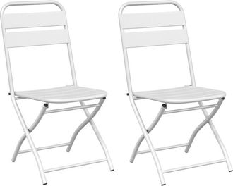 vidaXL Garden Folding Chair Folding 2 pcs White 55 x 56.5 x 91cm Steel Vidaxl