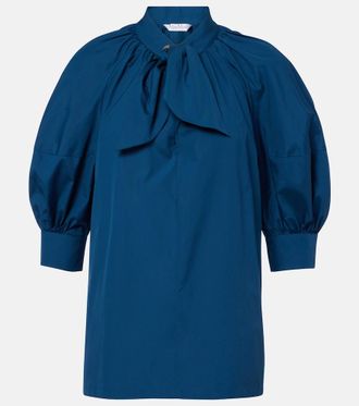 Max Mara Tie-neck cotton poplin blouse
