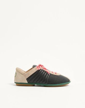 Valentino Garavani Strikie Trainer In Perforated Nappa And Suede Man BLACK 42.5