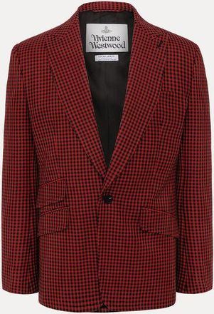 Vivienne Westwood One Button Jacket Gingham Wool Red / Black 48 Men