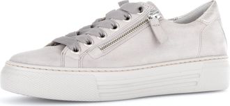 Gabor CAMPUS Ladies Wide Platform Suede Trainers Taupe