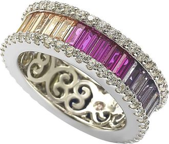 Suzy Levian Multicolor Cubic Zirconia Eternity Band Ring in Pink at Nordstrom Rack, Size 6.5
