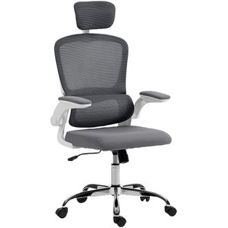 HOMCOM High Back Mesh Computer Desk Chair with Lumbar Support, Charcoal Grey