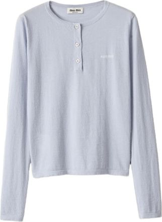Miu Miu T-shirt a maniche lunghe - Blu