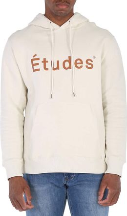 &Eacute;tudes Studio Mens Chalk Logo-Print Organic-Cotton Hoodie