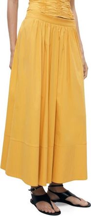 Mango Sunny Cotton Blend Skirt in Mustard at Nordstrom, Size 10